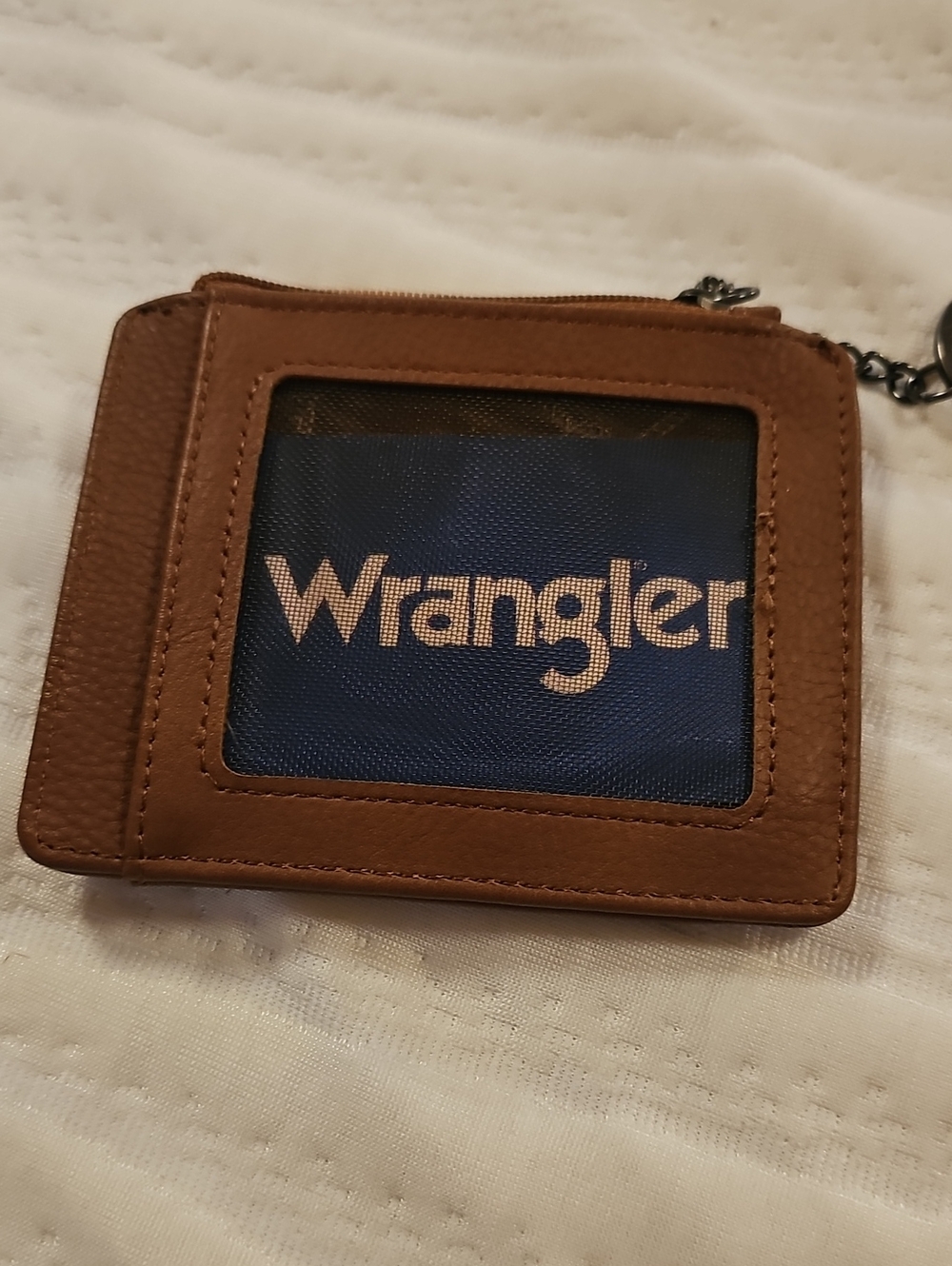 Wrangler Brown Leather ID Wallet with Keychain